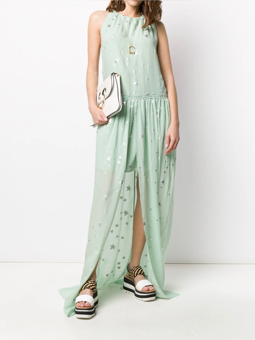 AMIRI Front Slit Star Print Silk Dress. NWT- Size 38